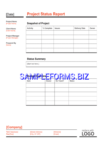 Project Status Report Template 4